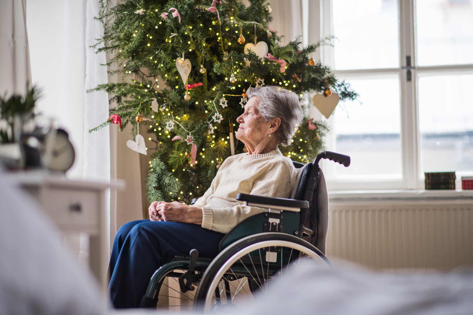 Senior in Wheelchair During Holidays