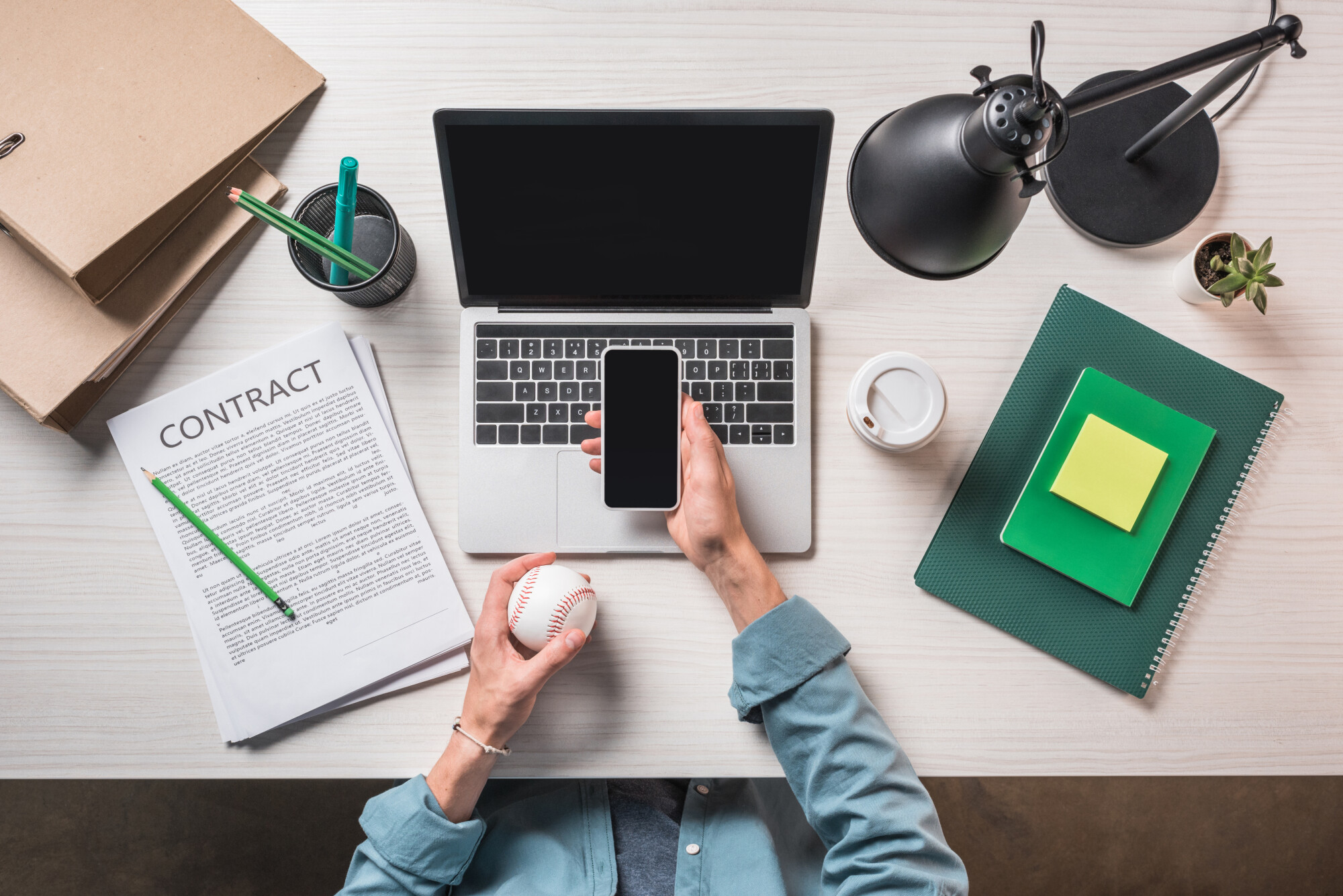 Contract on Desk with Baseball