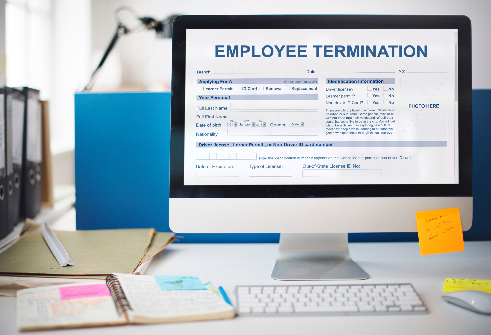 Employment Termination Form on Computer Screen