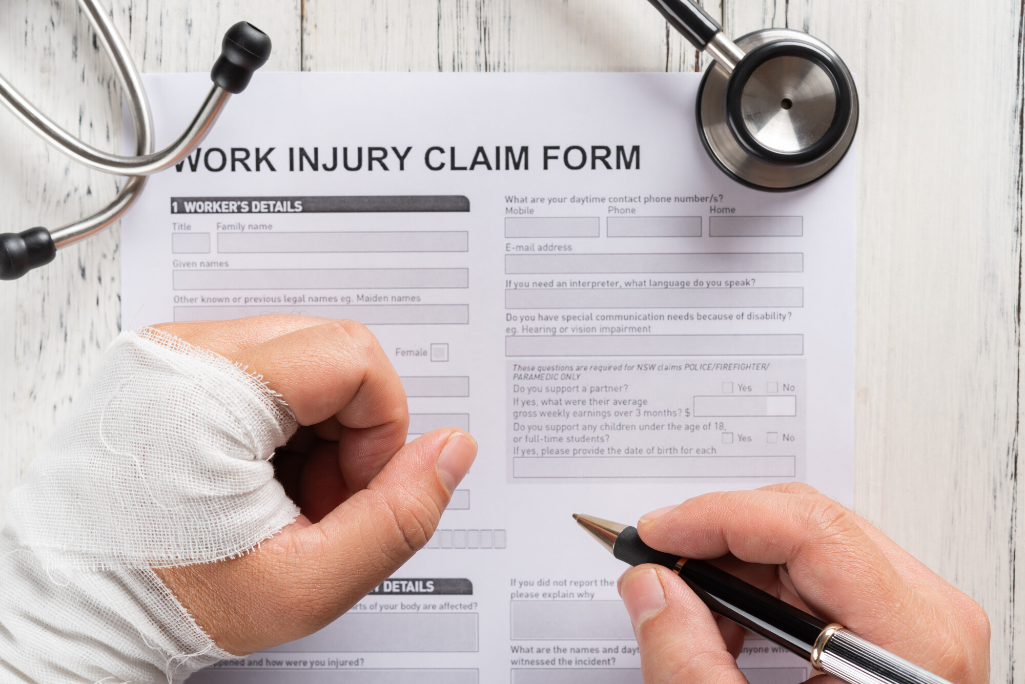 Injured Employee Filling Out Form