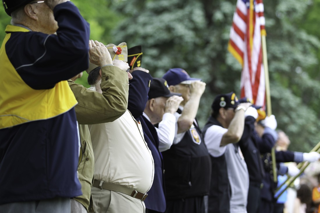 Elderly Veterans Saluting