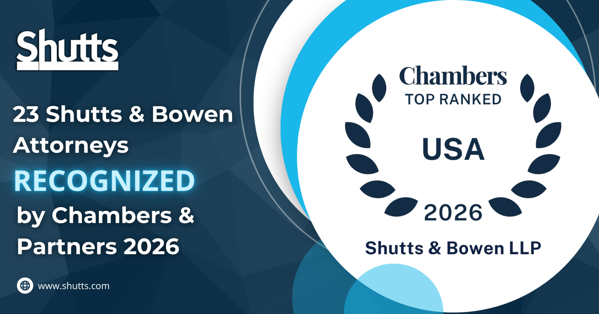 23 Shutts & Bowen Attorneys Recognized by Chambers & Partners 2026 23 Shutts & Bowen Attorneys Recognized by Chambers & Partners 2026