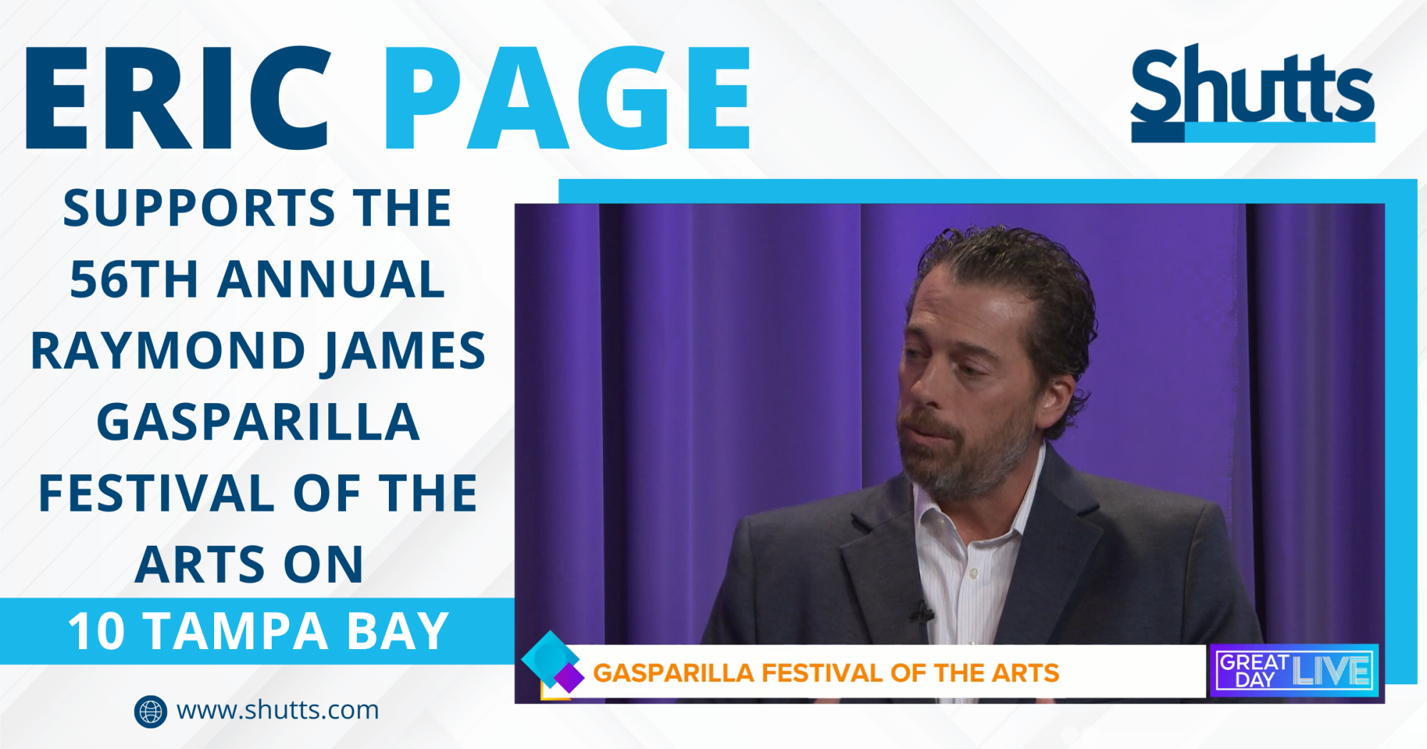 Eric Page Supports the 56th Annual Raymond James Gasparilla Festival of the Arts on 10 Tampa Bay