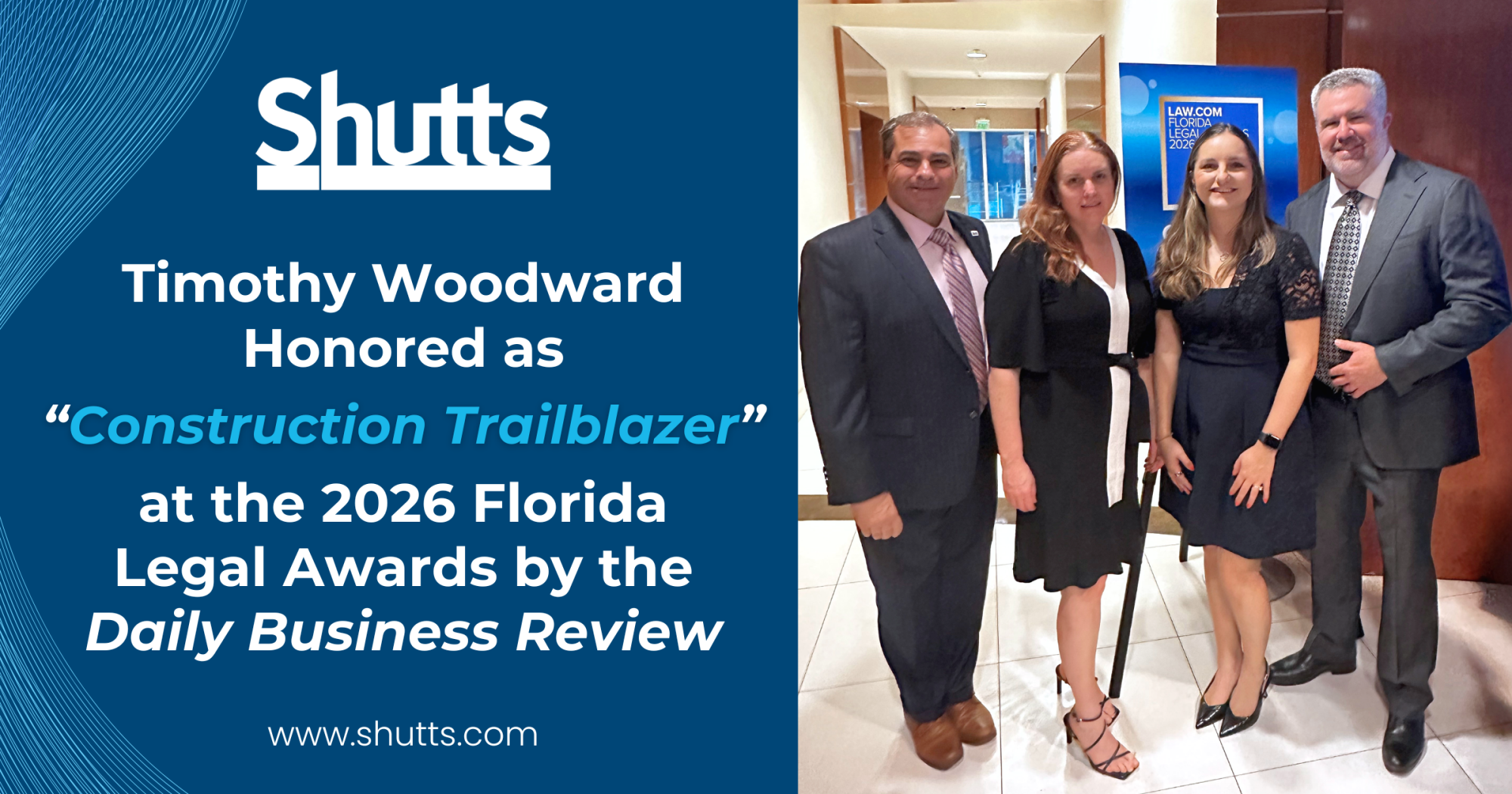 Timothy Woodward Honored as Construction Trailblazer at the 2026 Florida Legal Awards by the Daily Business Review