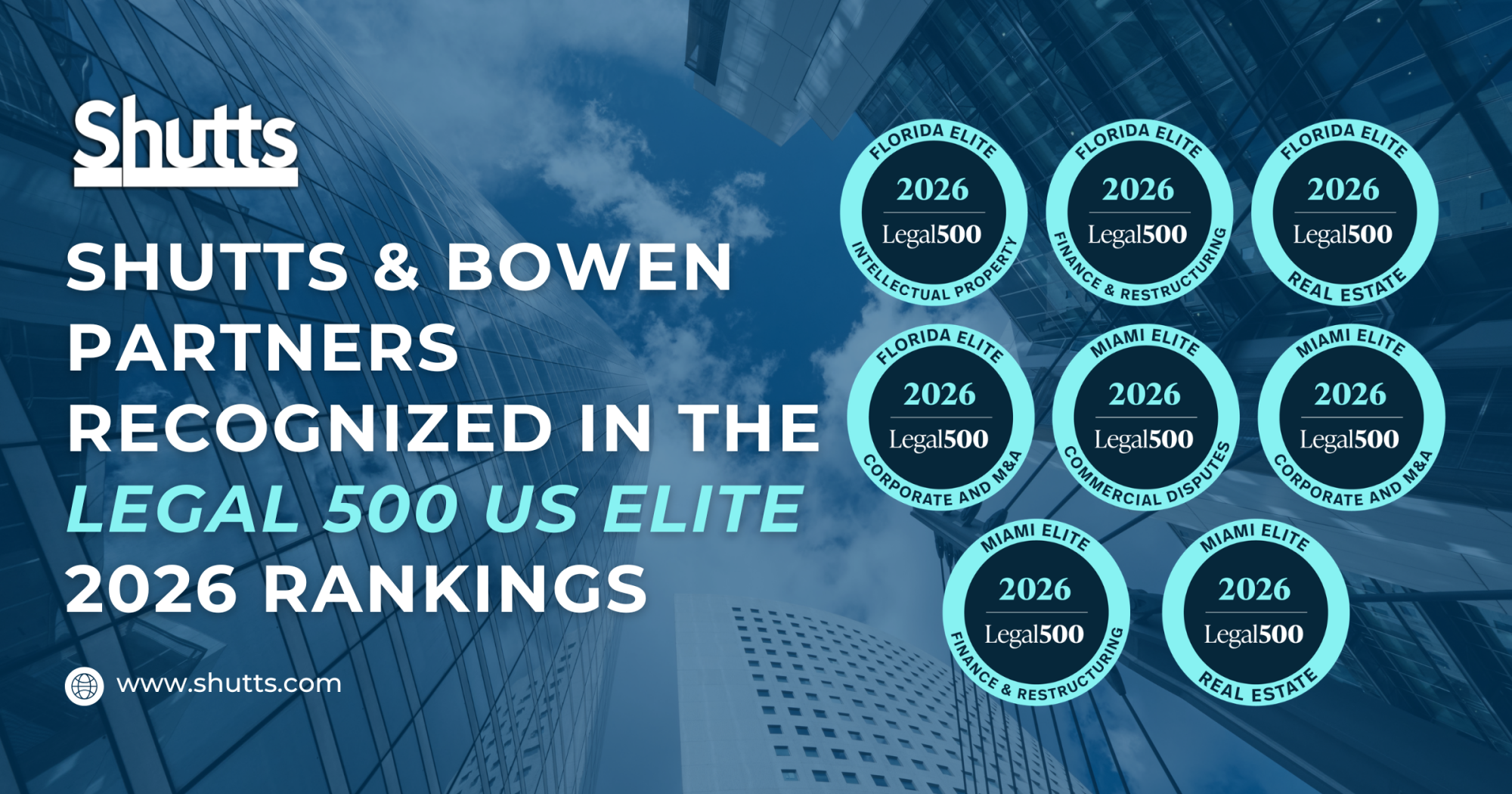 Shutts & Bowen Partners Recognized in the Legal 500&rsquo;s US Elite 2026 Rankings