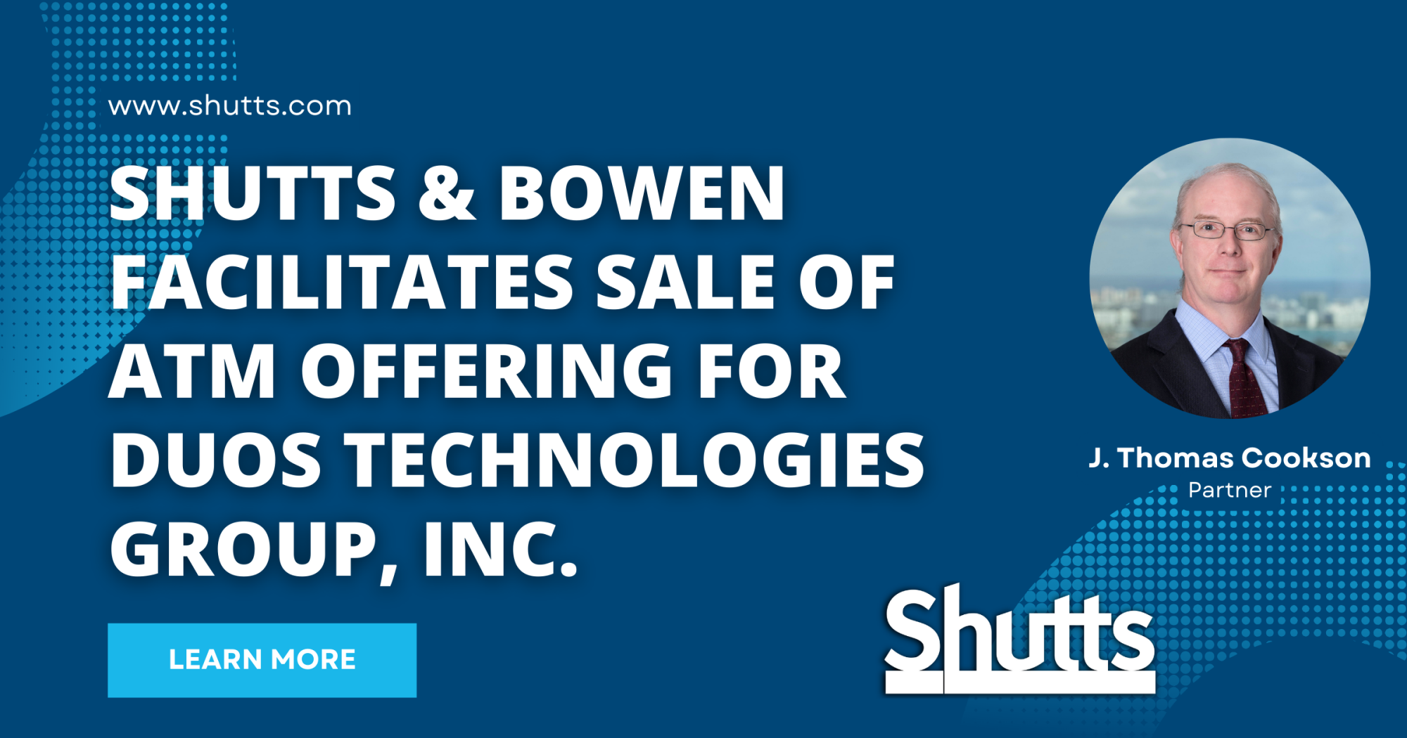 Shutts & Bowen Facilitates Sale of ATM Offering for Duos Technologies Group, Inc.